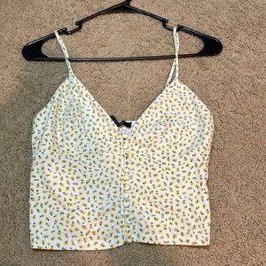 white shirt with yellow flowers size medium from forever 21
